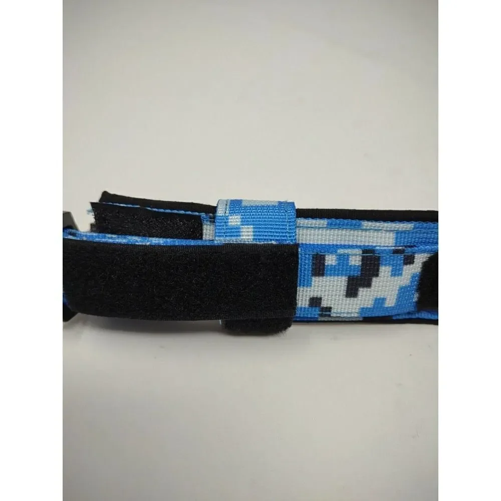 Dog Collar Blue Urban Camo With Flag Adjustable with Quick Release Fits 7 inch